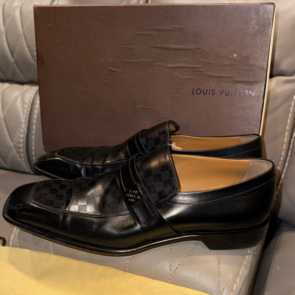 Louis Vuitton Black Checkered Loafers
